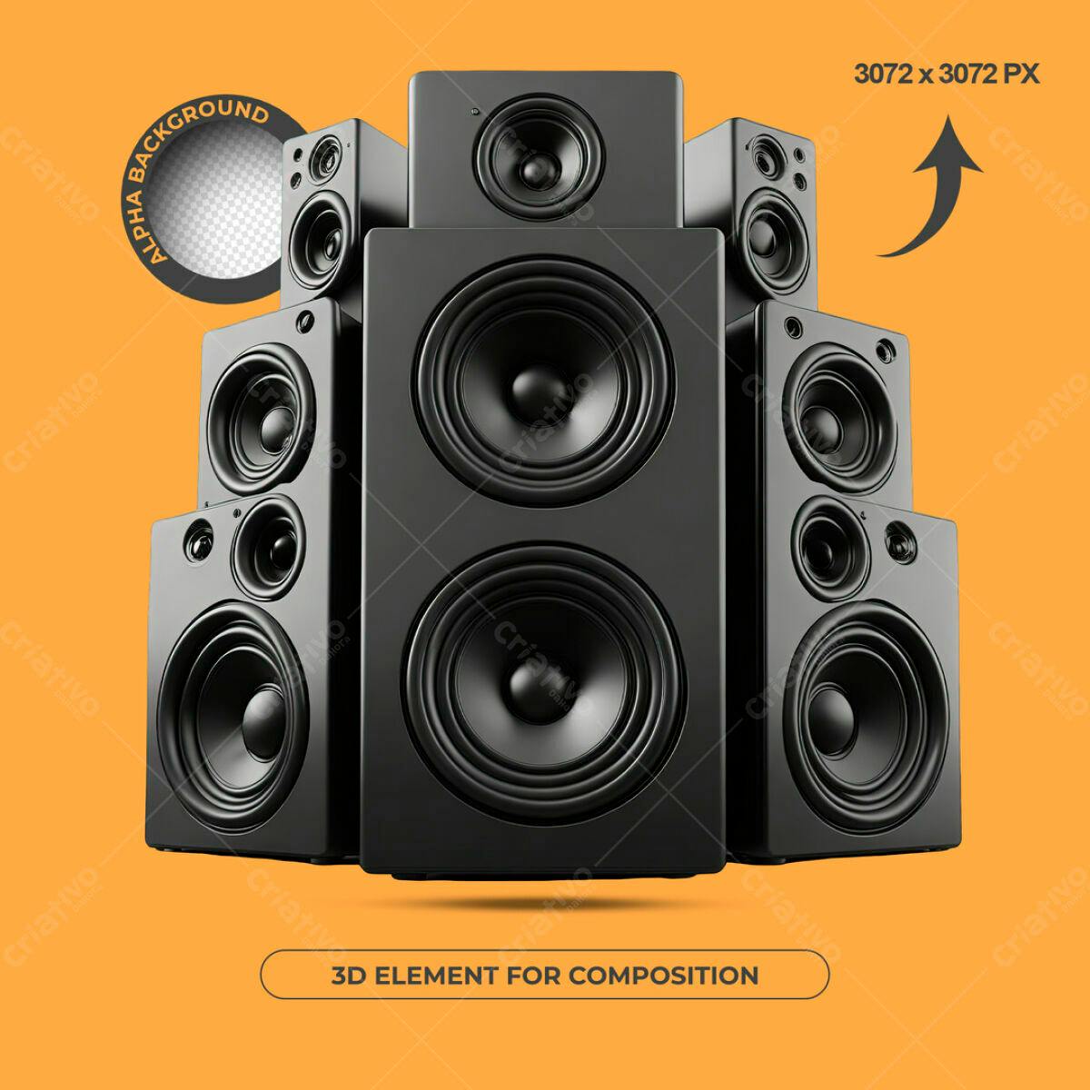 PSD Caixas de Som 3D para Composição Musical PSD Editável
