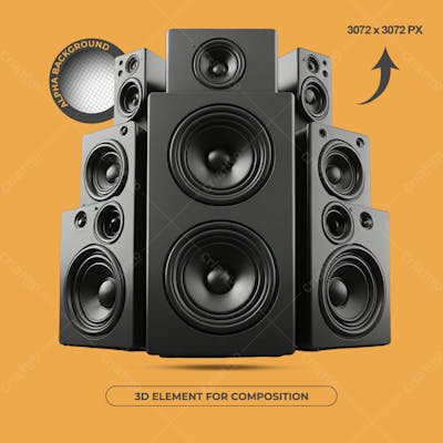 Caixas De Som Elemento 3D Para Composição