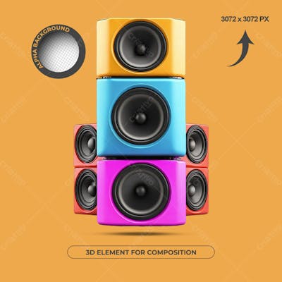 Caixas De Som Elemento 3D Para Composição
