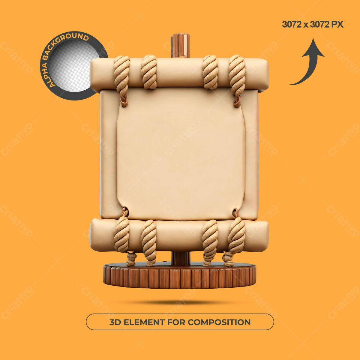 Elemento 3D para Composição PSD Editável