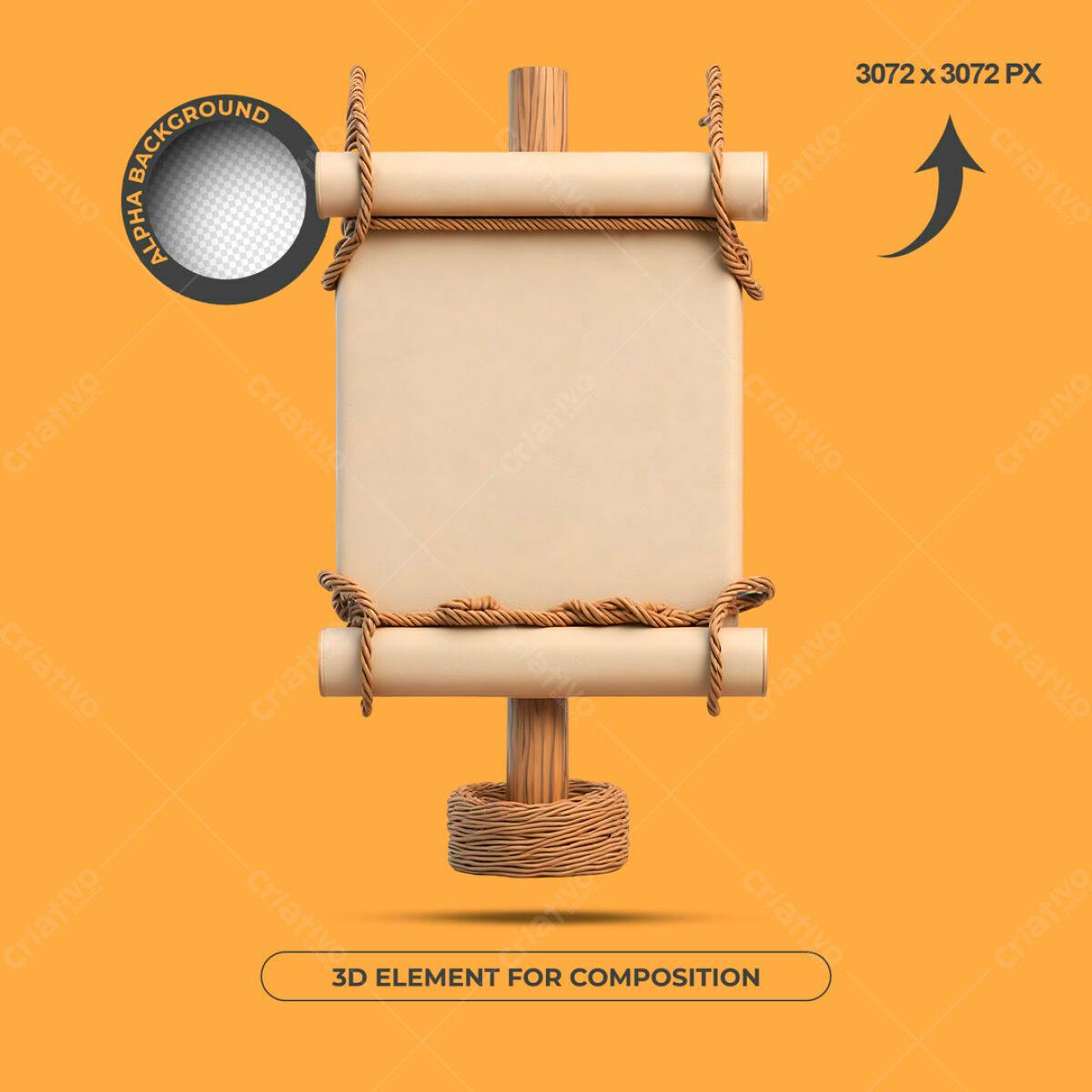 Elemento 3D para Composição PSD Editável