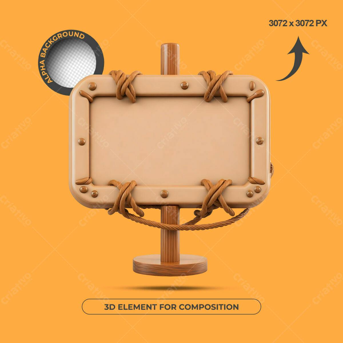 Placa de Madeira 3D para Composição PSD Editável