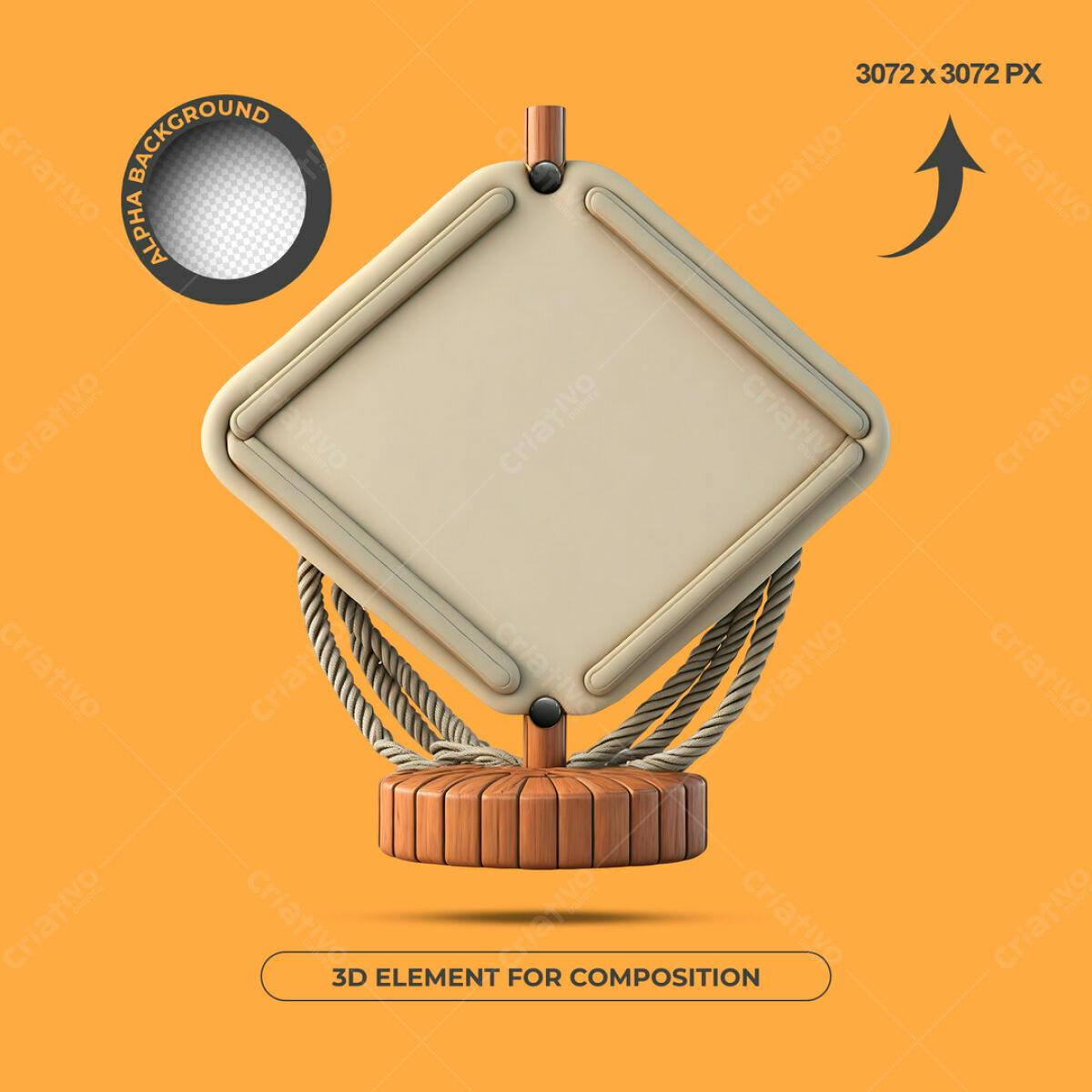 Mockup Placa de Madeira em 3D PSD Editável