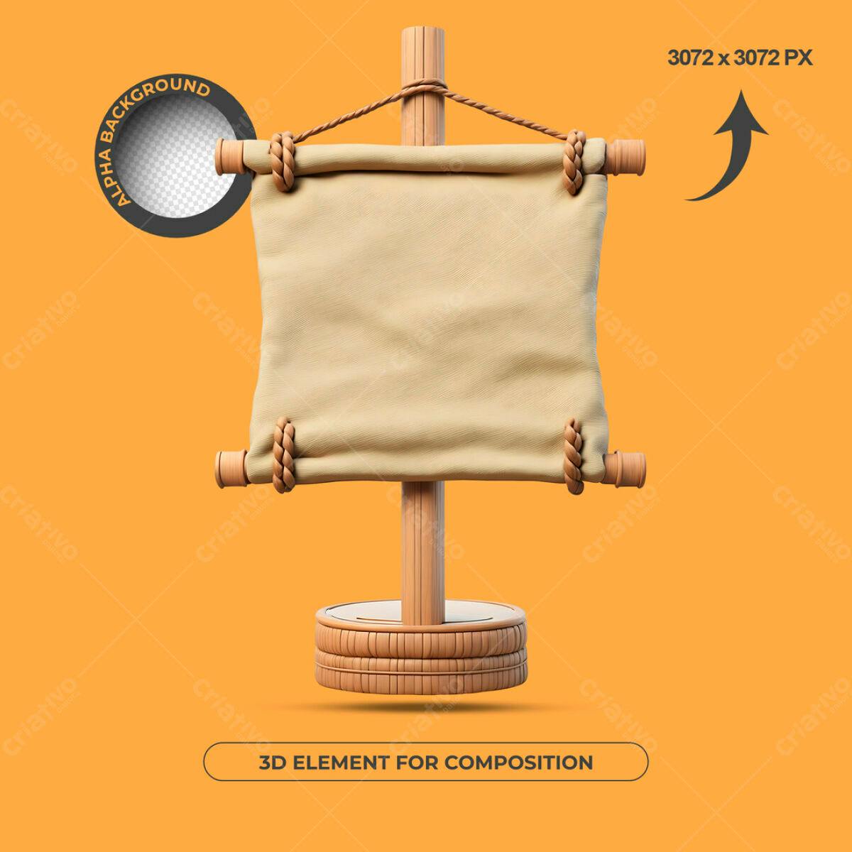 Elemento 3D para Composição PSD Editável