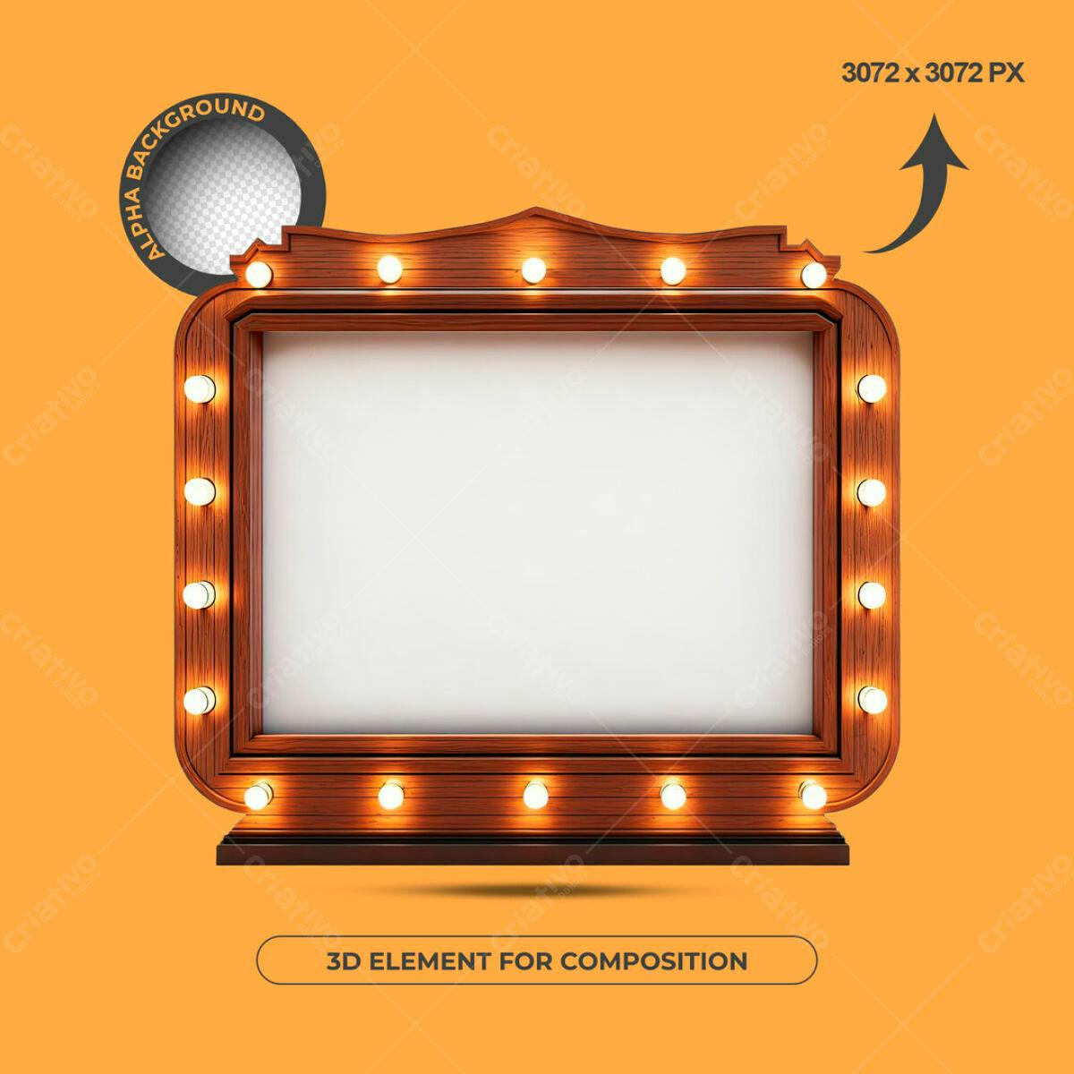 Moldura de Luz 3D para Mockup PSD Editável