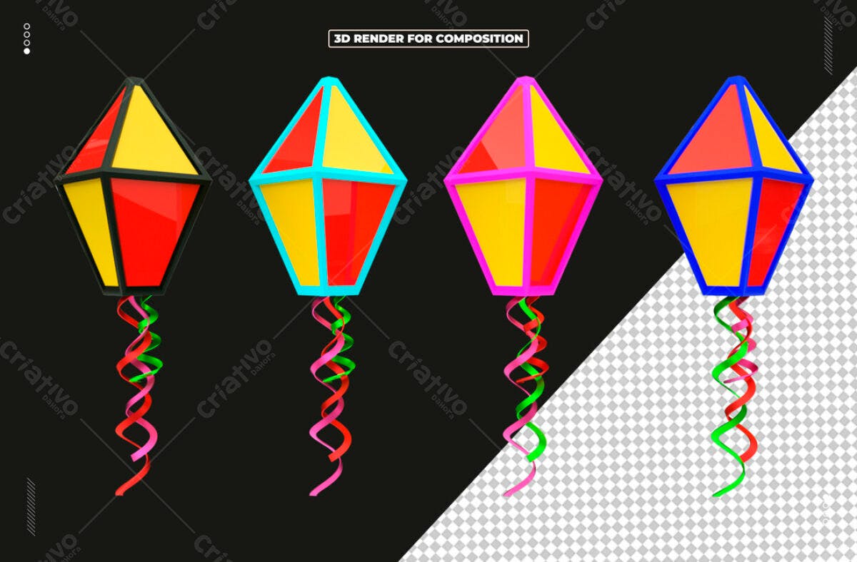 Balões Juninos para Festa Junina PSD Editável