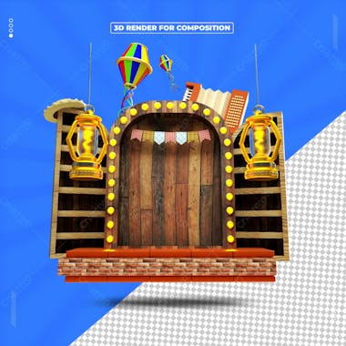 Painel de madeira festa junina 3d