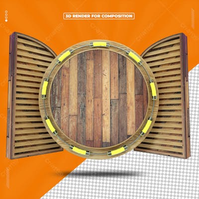 Painel Redondo de Madeira Festa Junina 3D