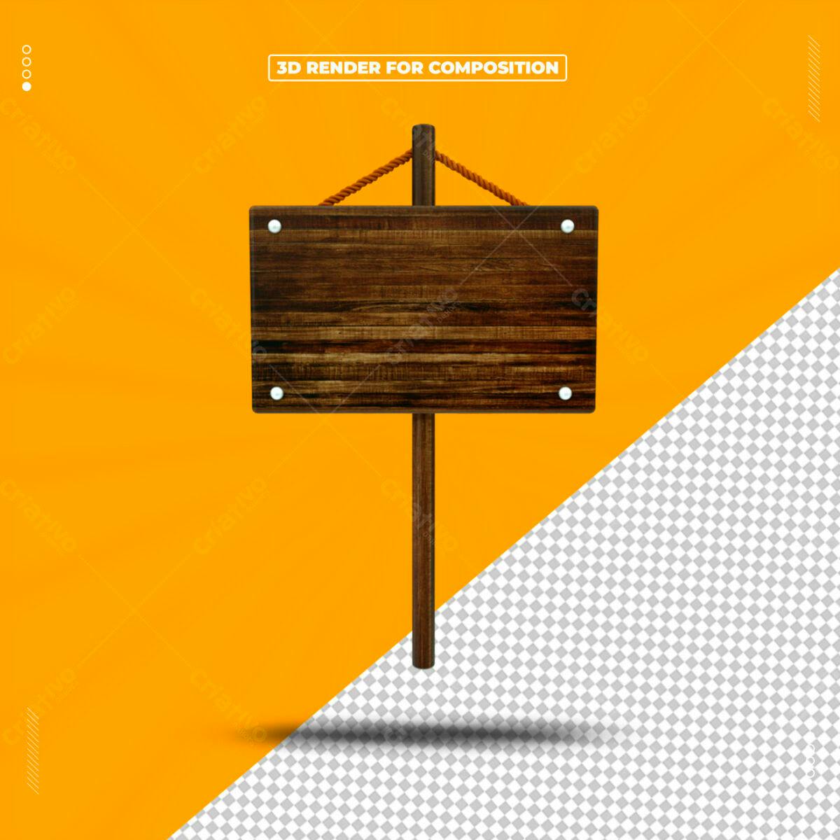 Placa de Madeira PSD Editável para Mockup