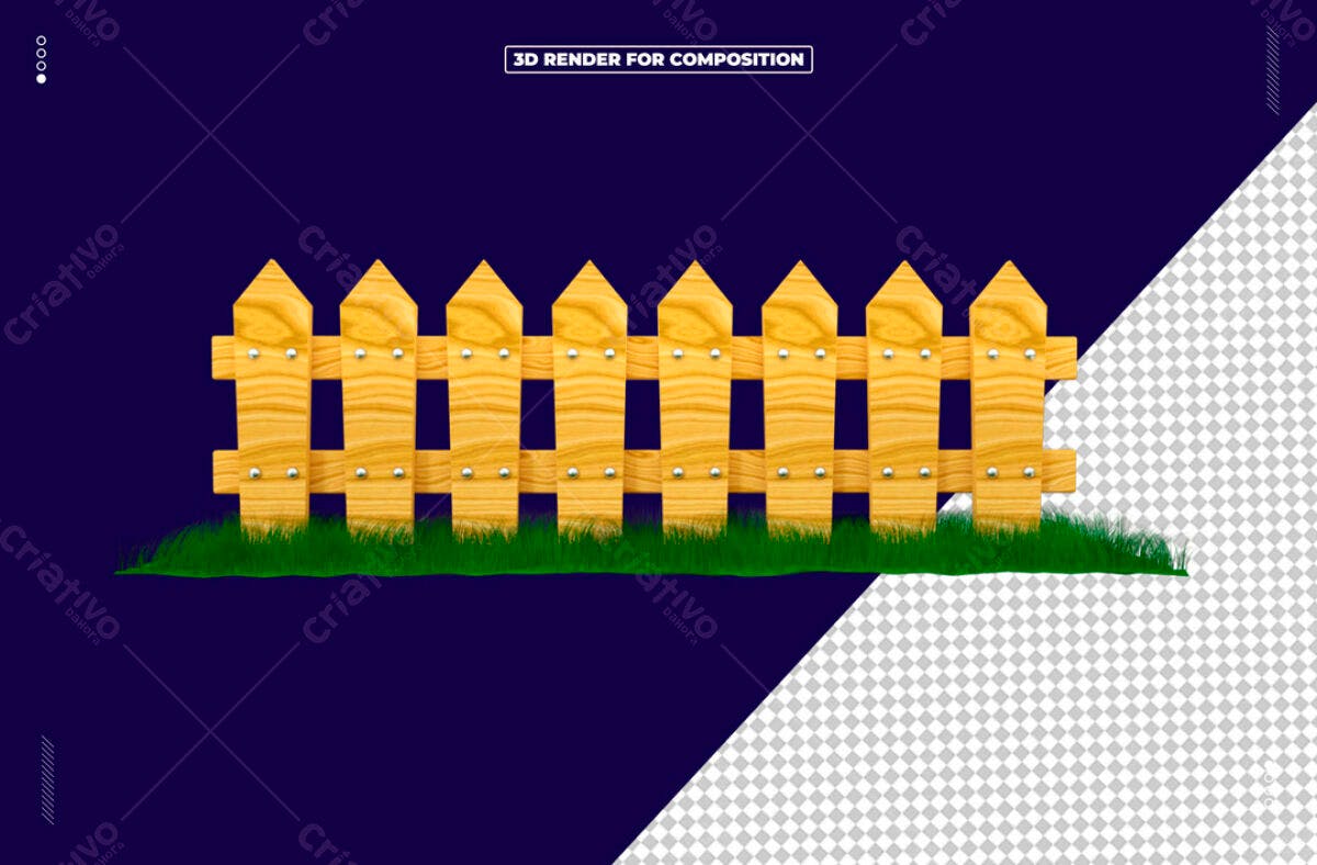 Recurso Cercado de Madeira PSD Editável