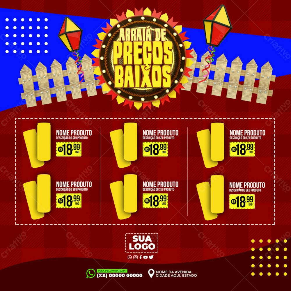 ENCARTE PARA SUPERMERCADOS ARRAIÁ DE PREÇOS BAIXOS