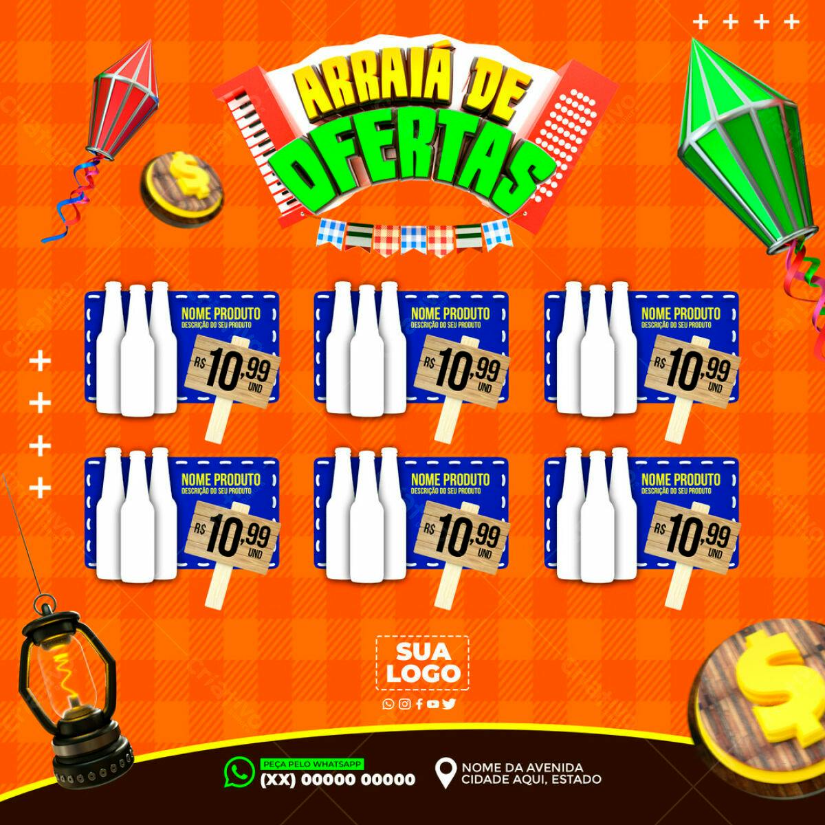 Flyer Arraial de Ofertas PSD Editável