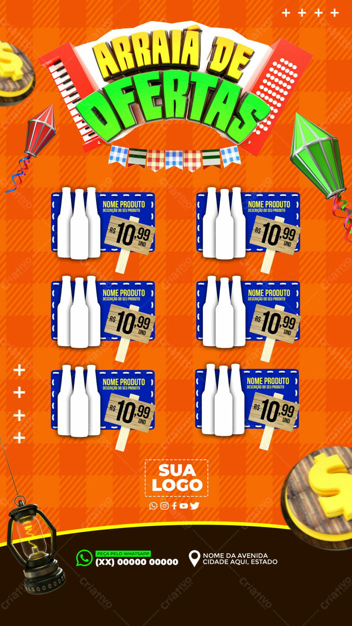 Flyer Arraia de Ofertas PSD Editável