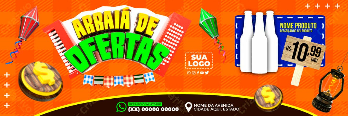 Banner Arraial de Ofertas PSD Editável