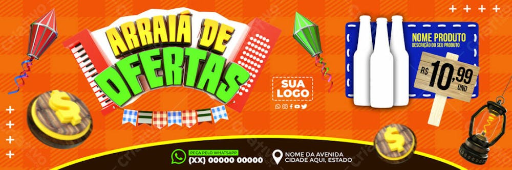 BANNER PARA SUPERMERCADOS ARRAIÁ DE OFERTAS