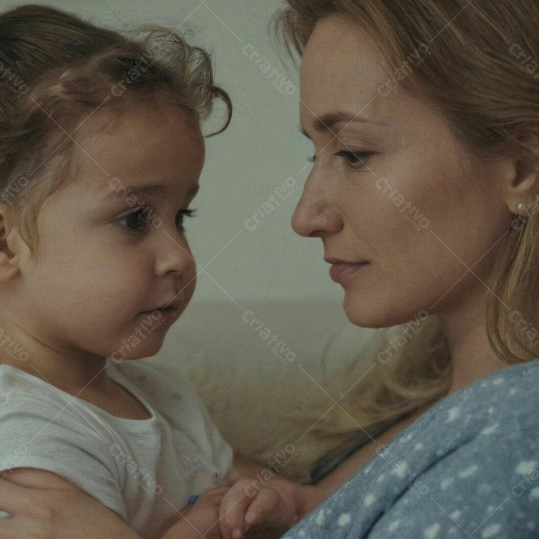 Mãe e filha se olhando com carinho
