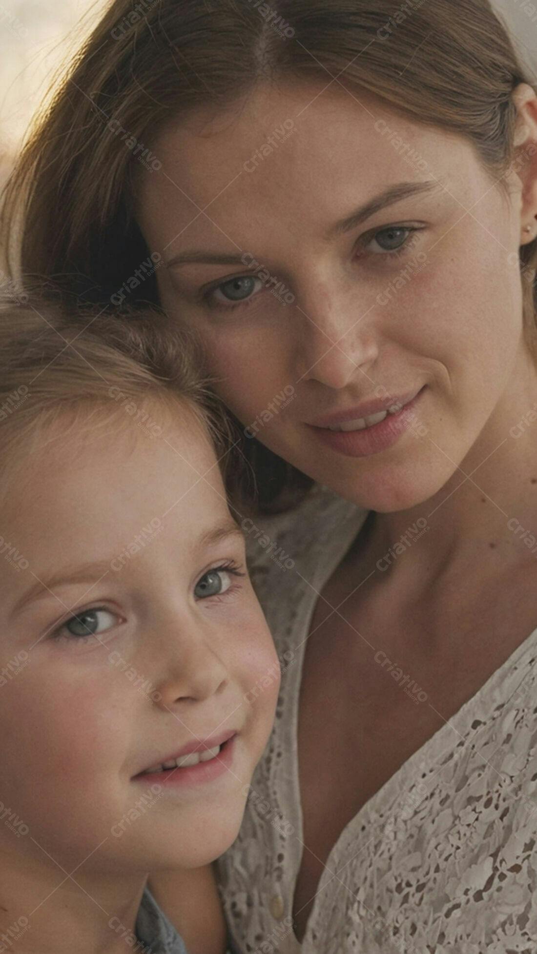 Mãe e filha abraçadas sorrindo