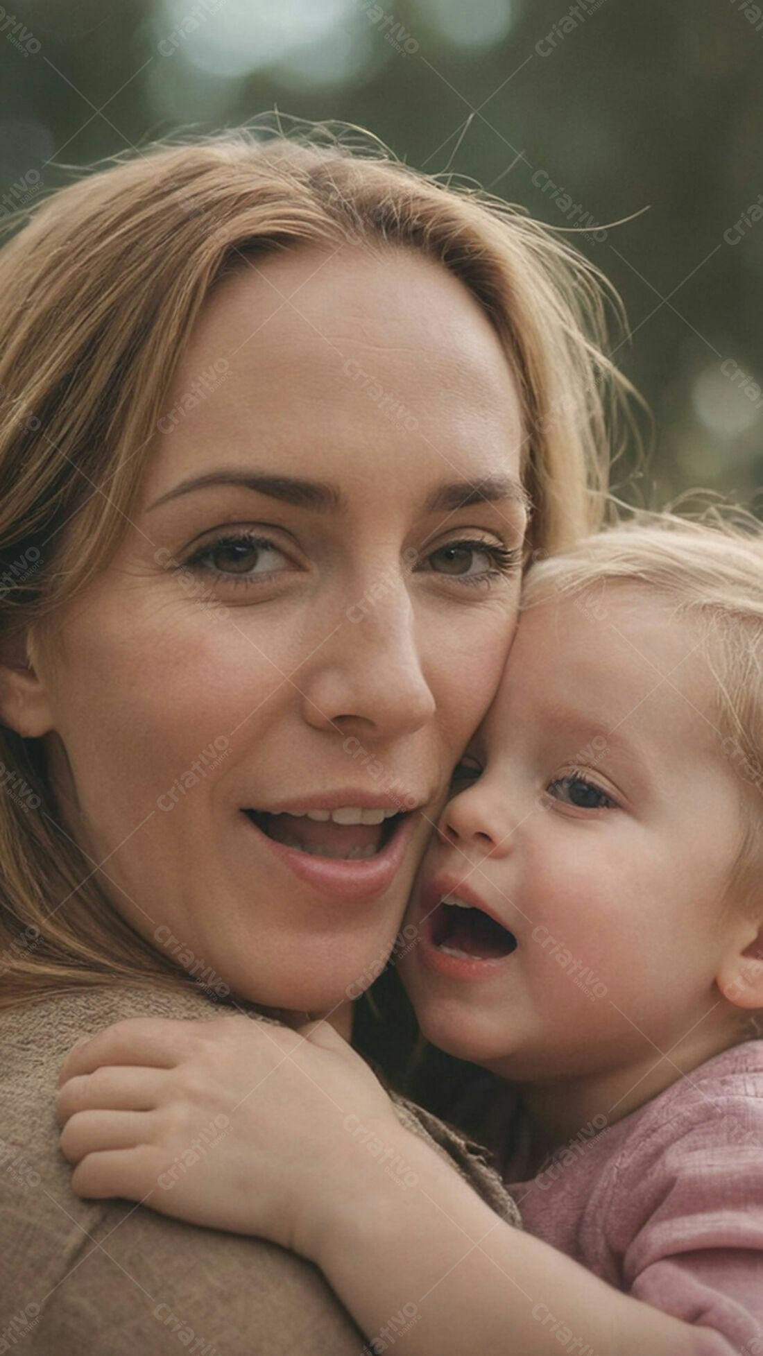 Mãe e Bebê abraçadas ao ar livre