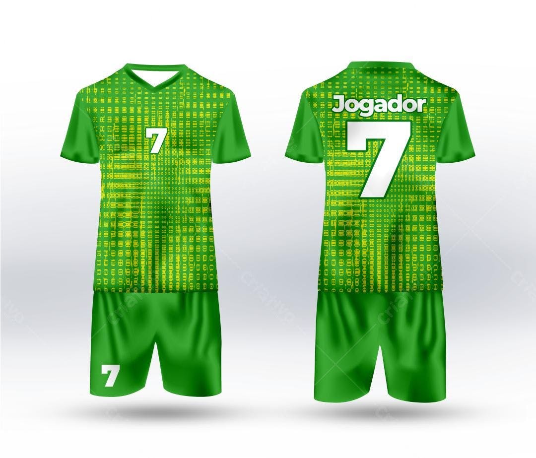 Mockup Uniforme de Futebol Verde e Amarelo