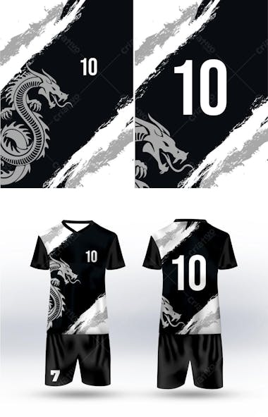 Uniforme futebol dragão vetor