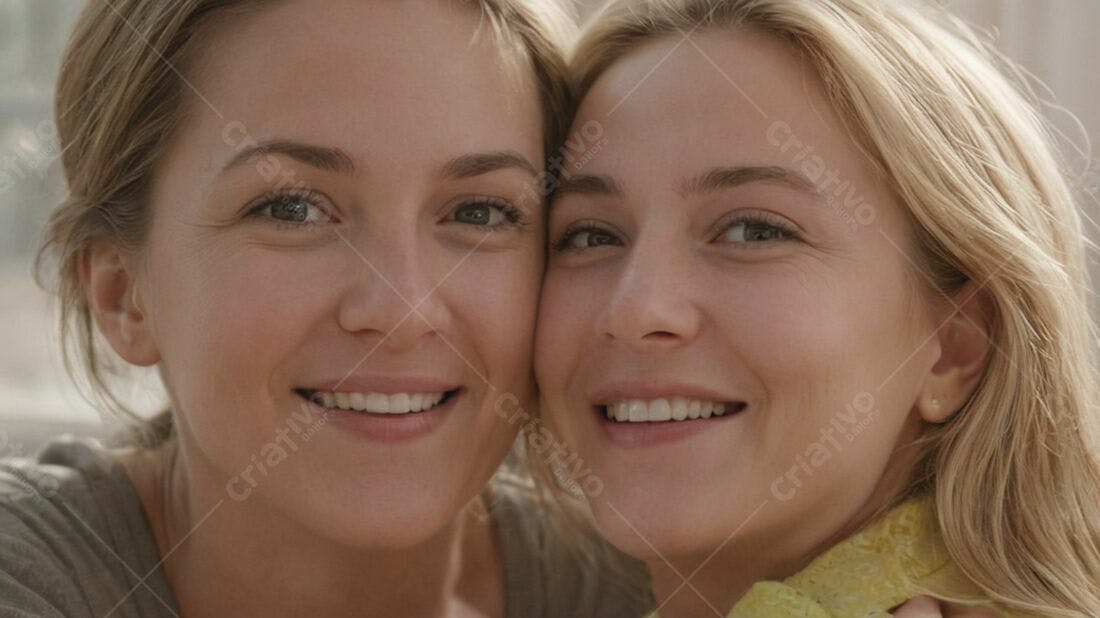 Duas irmãs sorrindo juntas fotografia retrato