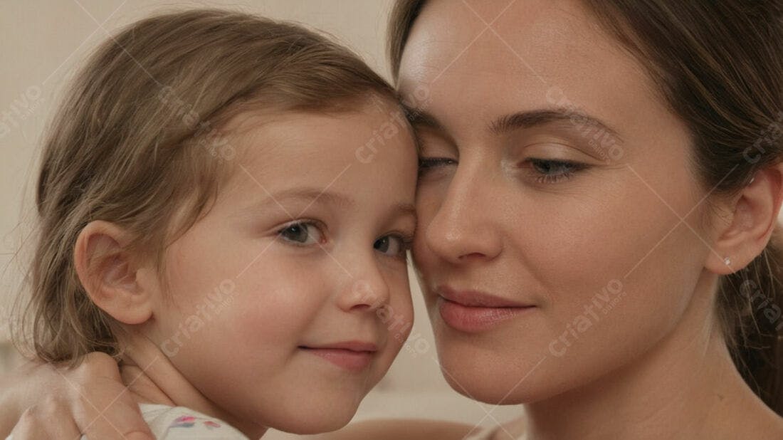 Mãe e filha abraçadas tons de pele claras