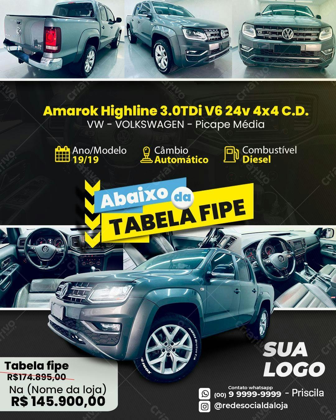 Anúncio de Venda Amarok Highline PSD Editável