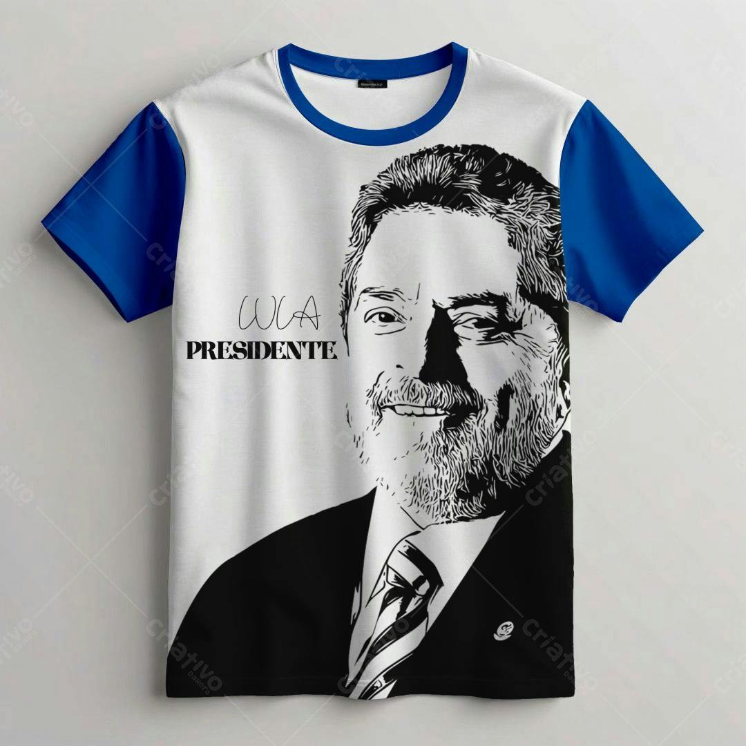 Mockup Camiseta com Retrato Estilizado de Lula Presidente