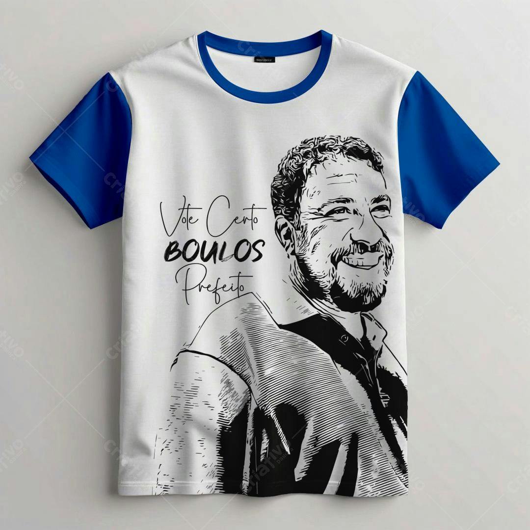 Mockup Camiseta com Retrato Estilizado de Boulos