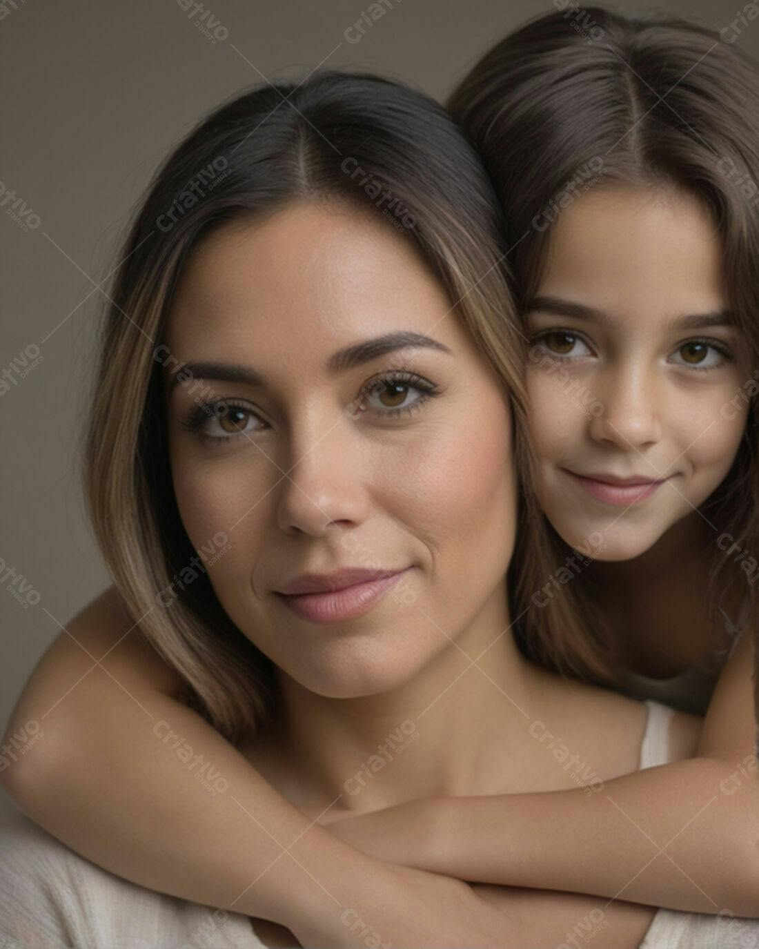 Mãe e filha abraçadas retrato ternura