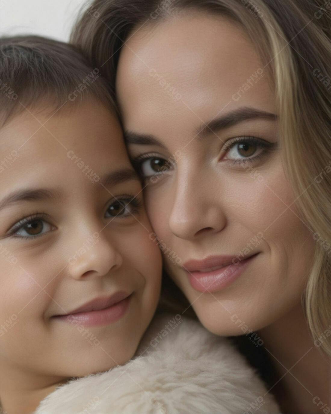 Mãe e filha sorrindo juntas retrato próximo