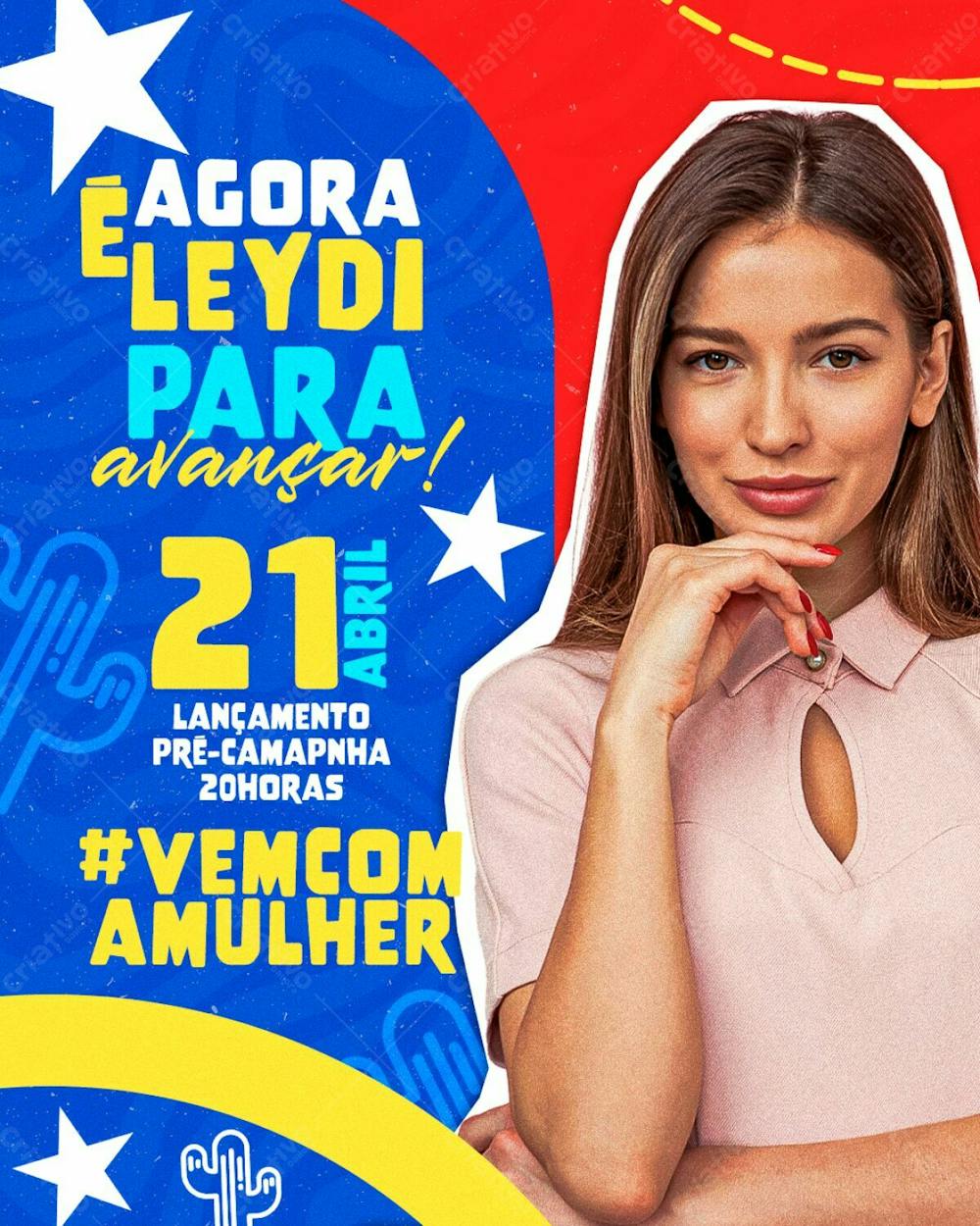 Arte Social Media Eleições Lançamento Campanha Mulher