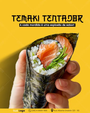 Temaki sushi psd comida japonesa alimento japão