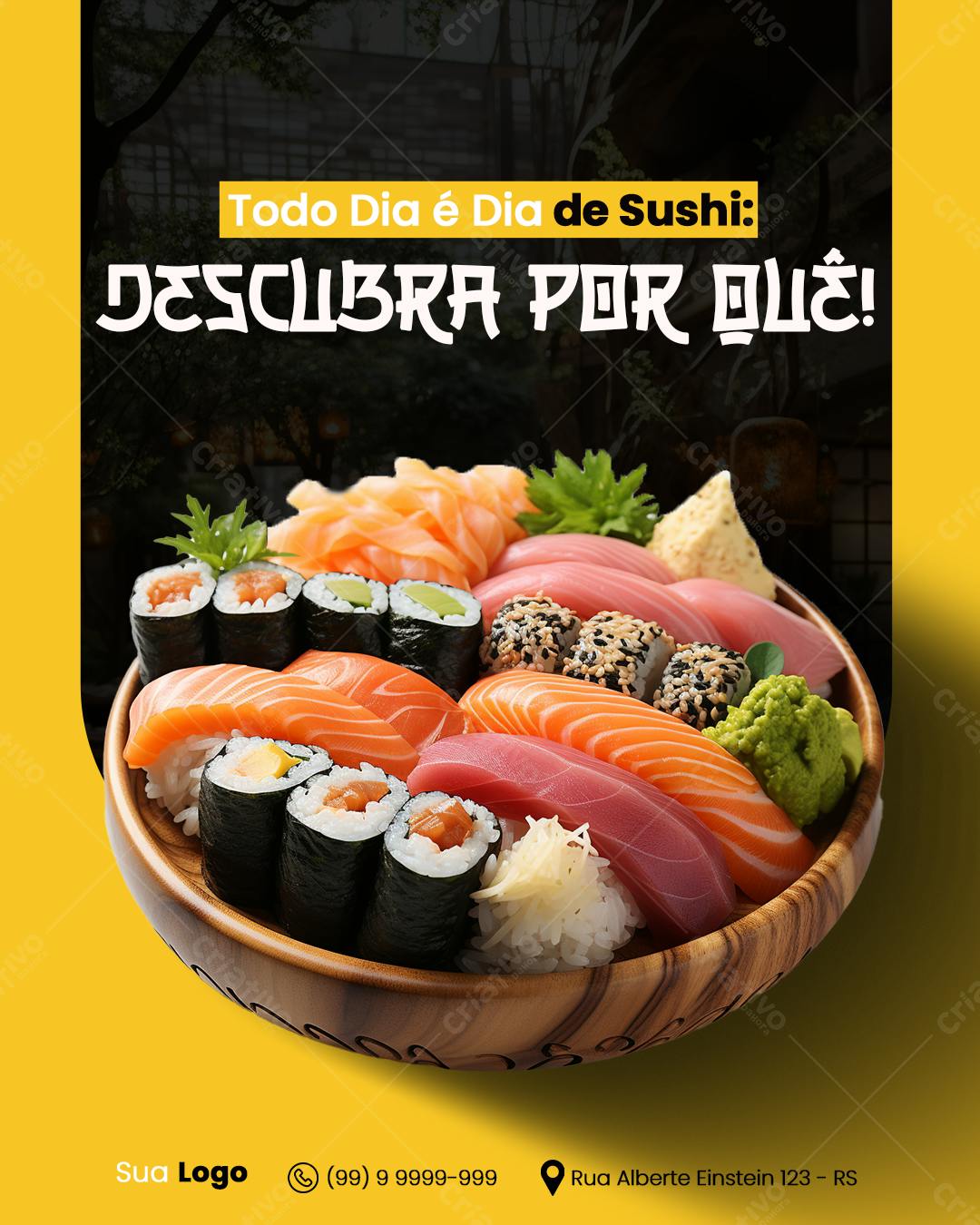 Flyer para Restaurante de Sushi PSD Editável
