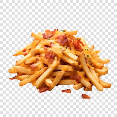 Batata frita cheddar bacon fundo transparente png