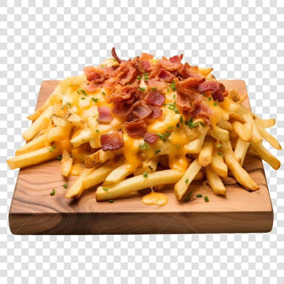 Imagem Batata Frita Bacon Queijo PNG com fundo transparente