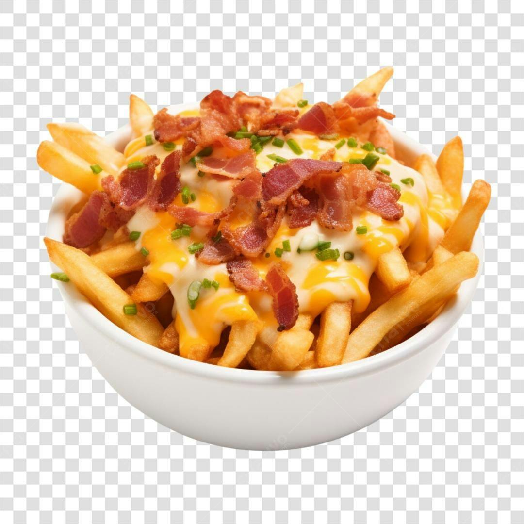 Imagem Batata Frita Bacon Queijo PNG com fundo transparente