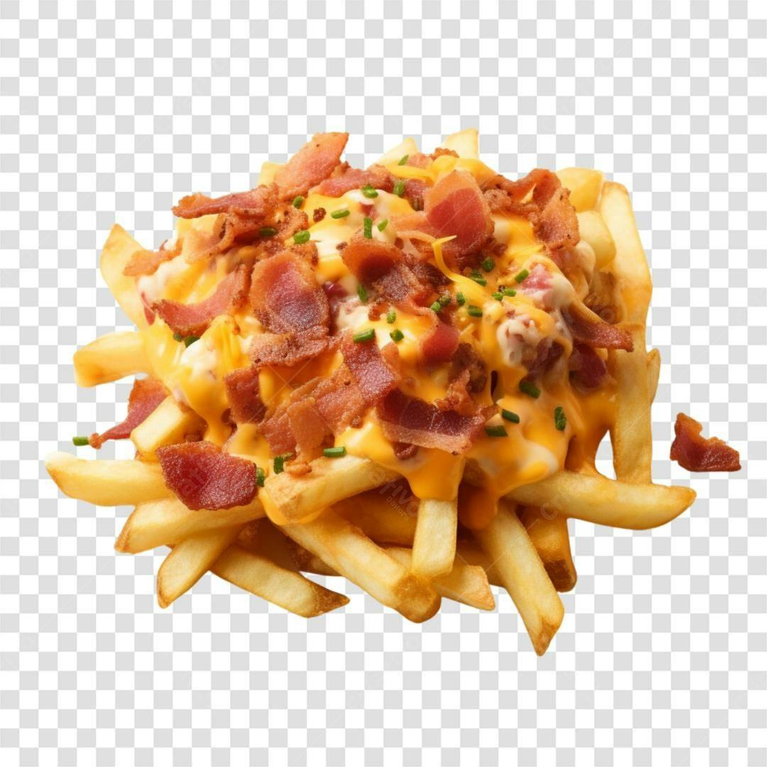 Imagem Batata Frita Bacon Queijo PNG com fundo transparente