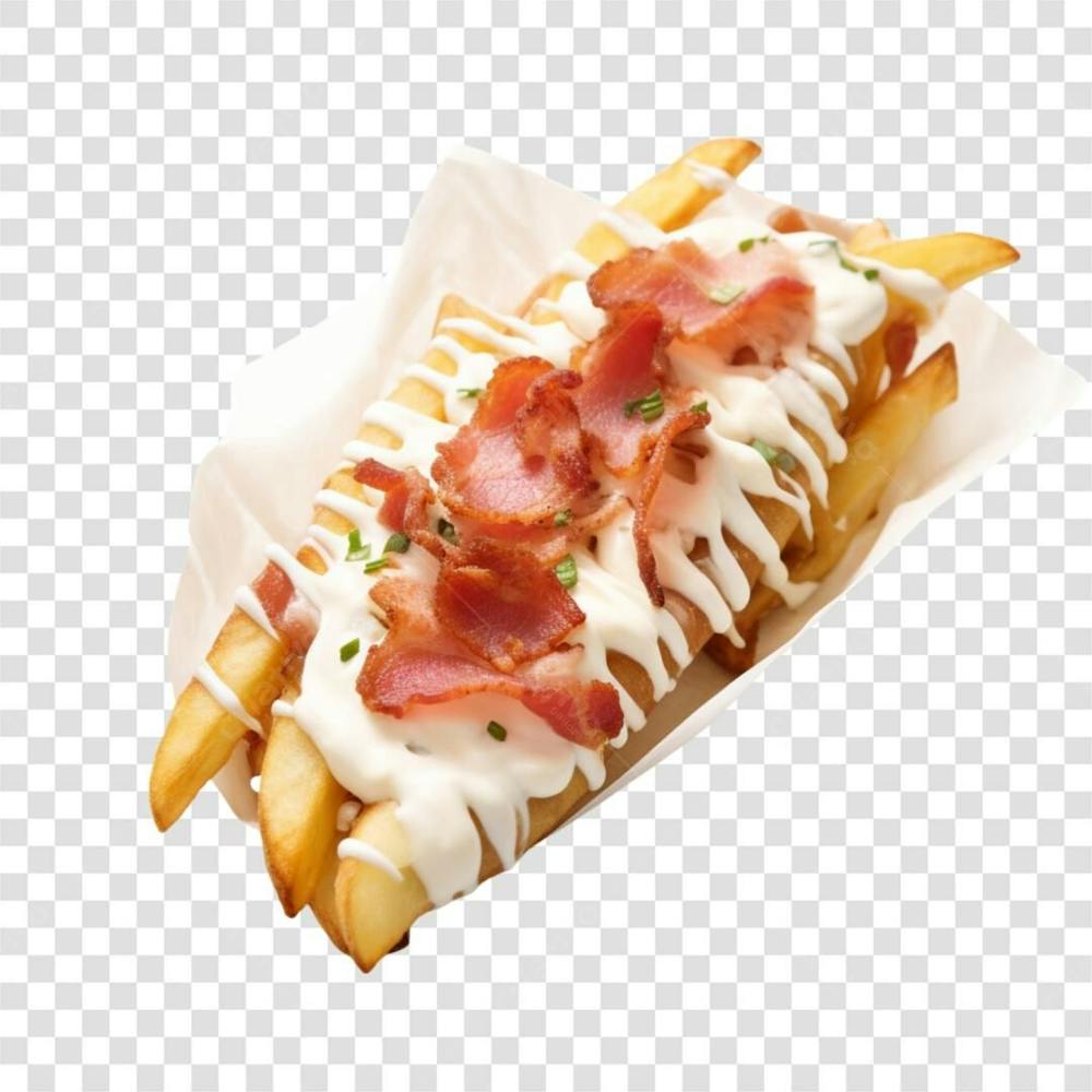 Batata Frita Cheddar Bacon Fundo Transparente Png