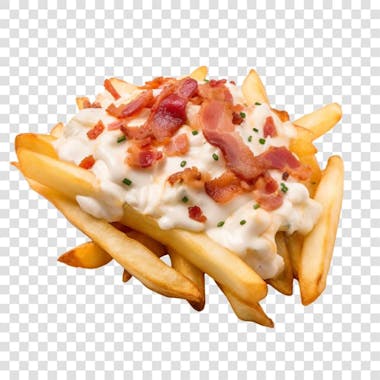 Batata frita cheddar bacon fundo transparente png