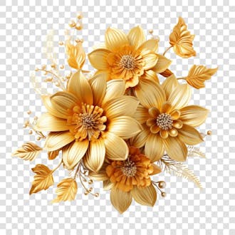Flor dourada fundo transparente png