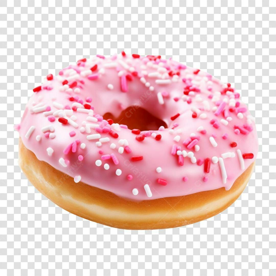 Icone Donut Rosa com Confeitos PNG com fundo transparente