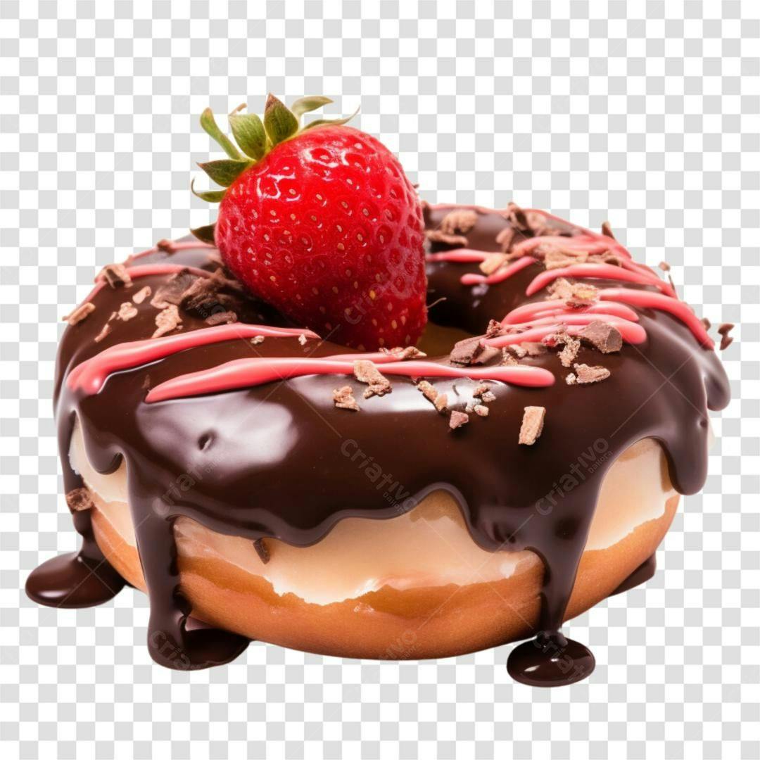 Icone Donut com Morango PNG com fundo transparente