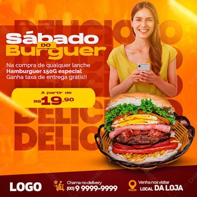 Flyer Sábado do Burguer PSD Editável