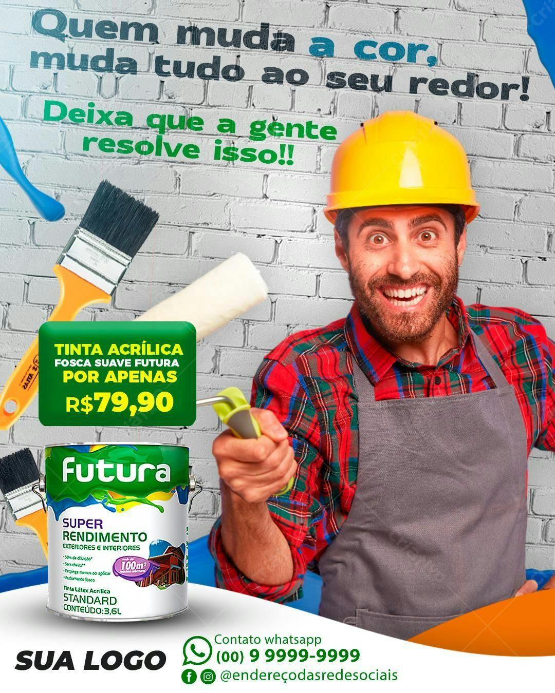 Flyer Propaganda Tinta Acrílica PSD Editável