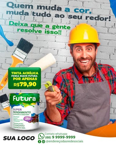 Pintor loja de tinta quem muda a cor, muda tudo