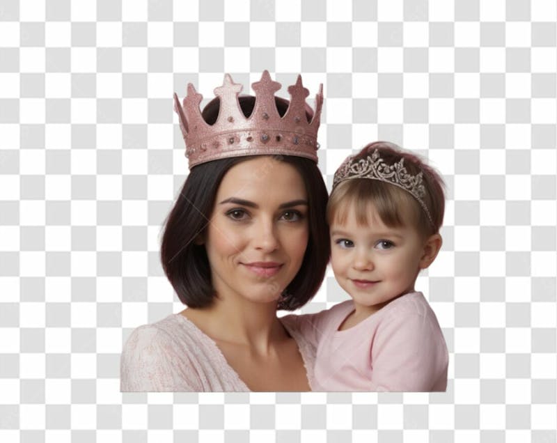 Mãe com coroa e filho para o dia das mães png transparente