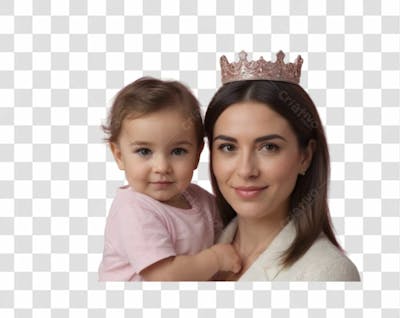 Mãe Com Coroa E Filho Para O Dia Das Mães Png Transparente