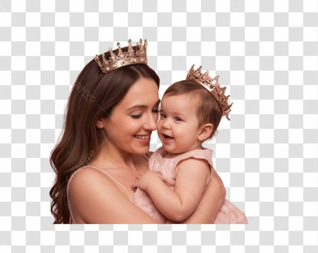Imagem Mãe e Bebê com Coroas PNG com fundo transparente