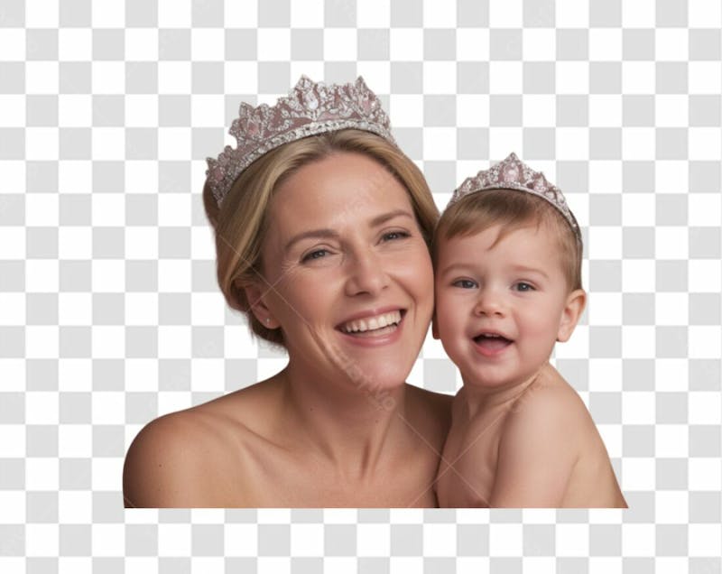 Mãe com coroa e filho para o dia das mães png transparente